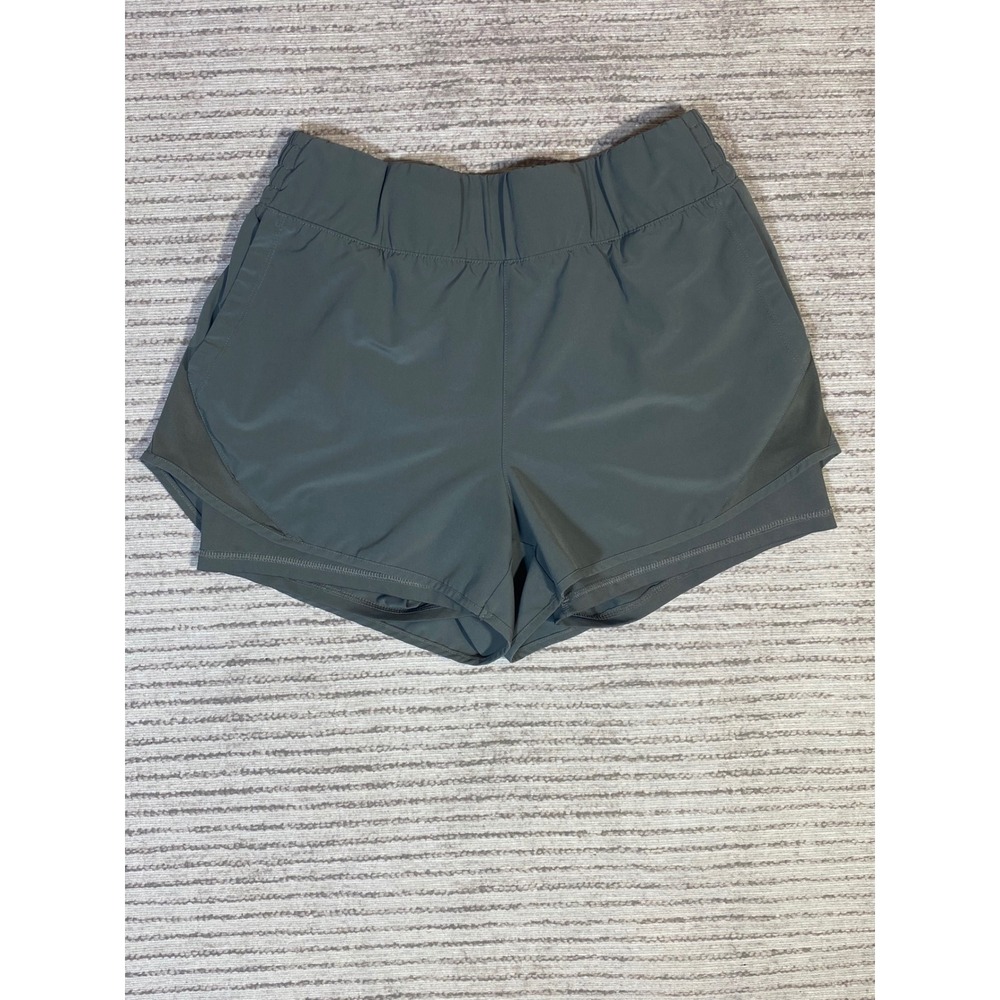 Apana Womens XL Grey Double Layer Athletic Running Shorts with Mesh Panels